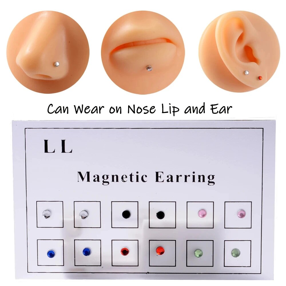 Body Jewelry Ear Piercing - 12 قطعة/بطاقة الغشاش وهمية غير مثقوب