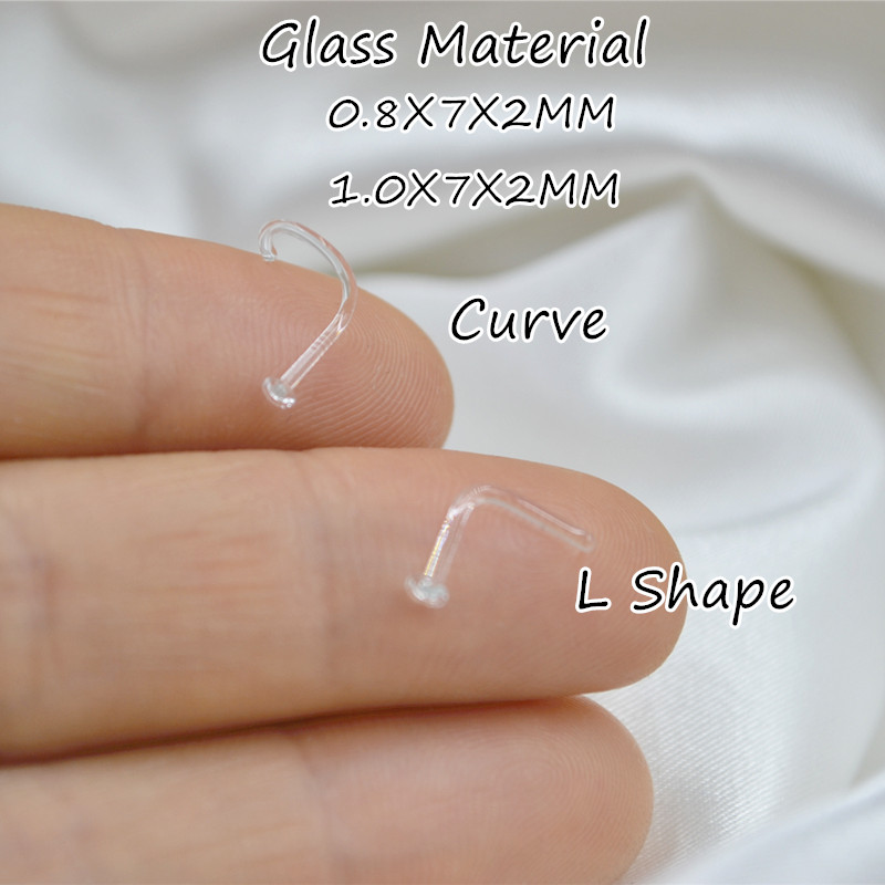 Body Jewelry Materials - 50 قطعة من حلقات الأنف الزجاجية