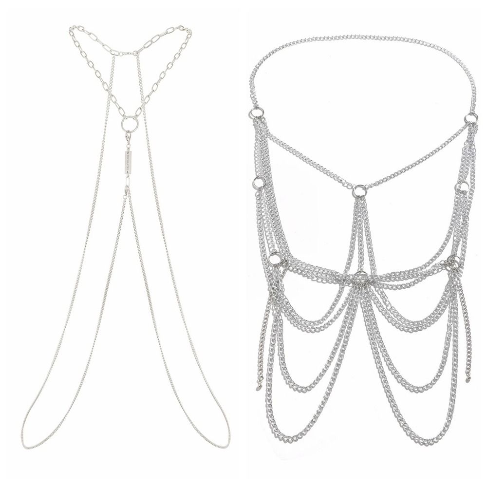 Body Jewelry Materials - سلسلة صدرية متعددة الطبقات بتصميم بانك