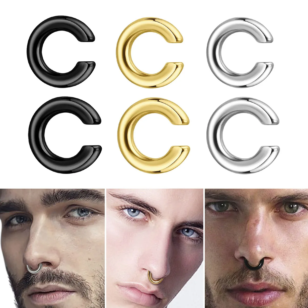 Body Jewelry Ear Piercing - قطعة واحدة من حلقة الأنف المقلدة