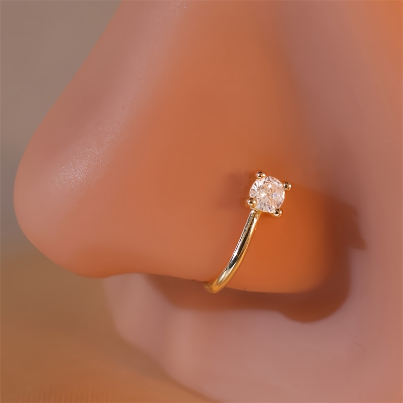 Body Jewelry Materials - 1-قطعة مستديرة الزركون غير مثقبة الأنف