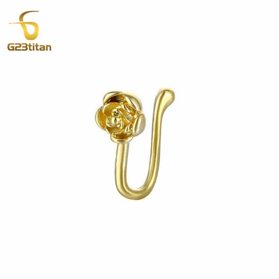 Body Jewelry Ear Piercing - قطعة واحدة مشبك أنف نحاسي كريستالي