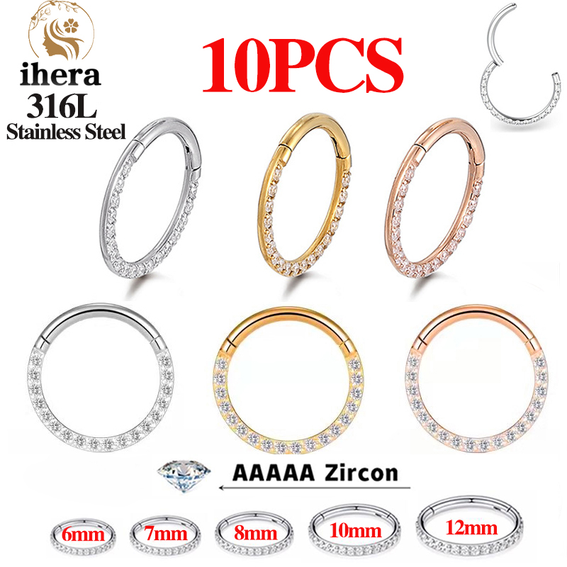 1/10 قطع حلقات أنف من الفولاذ  - مراجعة Body Jewelry Ear Piercing وسعره