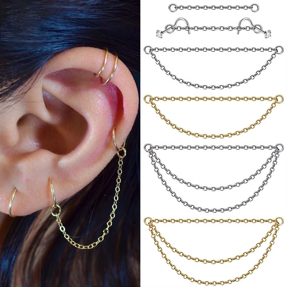 سلسلة أنف من التيتانيوم بتصميم - مراجعة Body Jewelry Ear Piercing وسعره